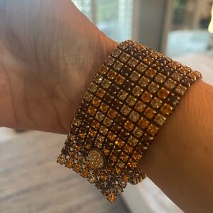 Elegant Gold and Brown Crystal Bracelet